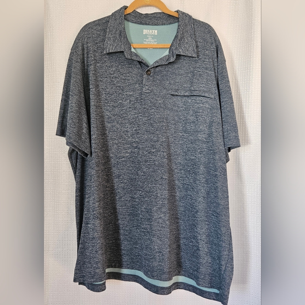 Duluth Trading Mens Sz 2XL Armachillo Cooling Short Sleeve Polo Shirt Steel Blue